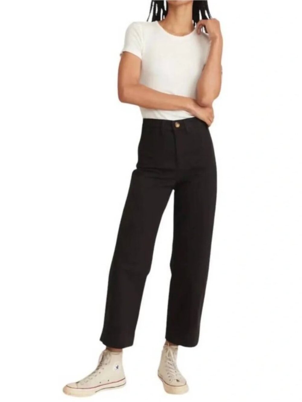 Marine Layer Bridget Wide Leg Crop Pant Jeans Black size 2 Minimalist Casual